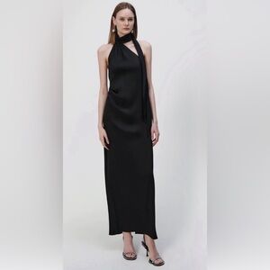 Simkhai Black High Neck Scarf Vittoria Gown